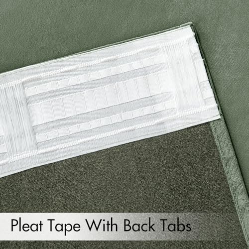 Sage Green Velvet Pinch Pleat Blackout Curtains W52 X L120 Inches (2 Count)