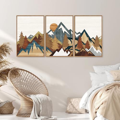 Vintage Mountain Framed Canvas Wall Art (3 Count)