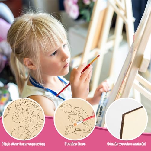 10 Pieces Large Flowers Unfinished Wood Crafts to Paint for Adults