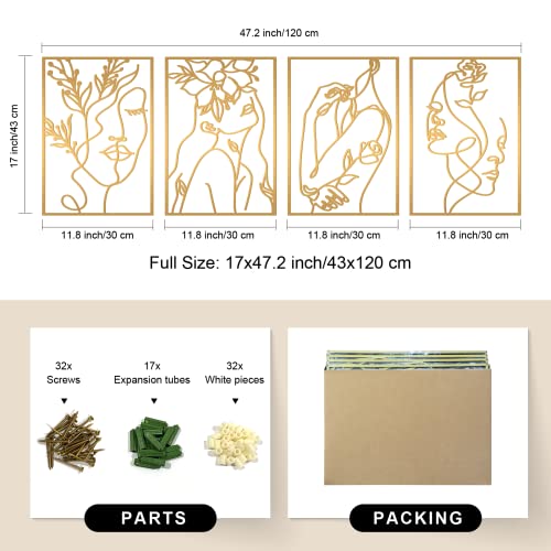 4 Pack Gold Wall Art Decor (4 Count)