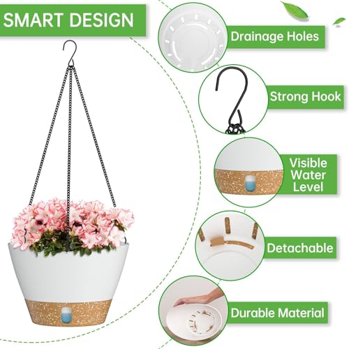 2 Pack 10 Inch Hanging Planters for Indoor Plants (72 Count)