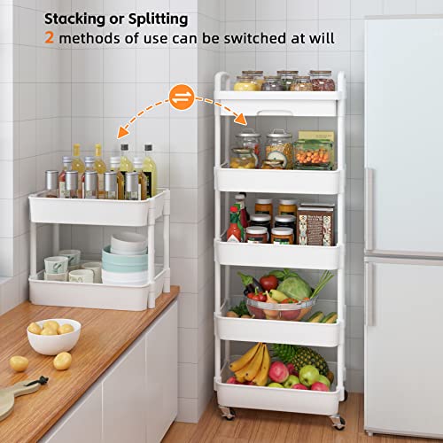 5 Tier Utility Cart with Drawer & Wheels (5 shelves)