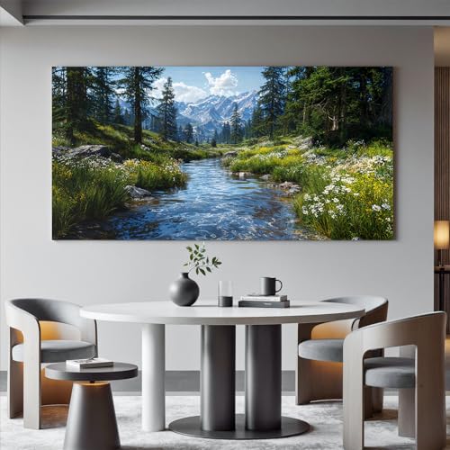 Large Green Landscape Wall Art For Living Room Nature Wall Art 35"X70"