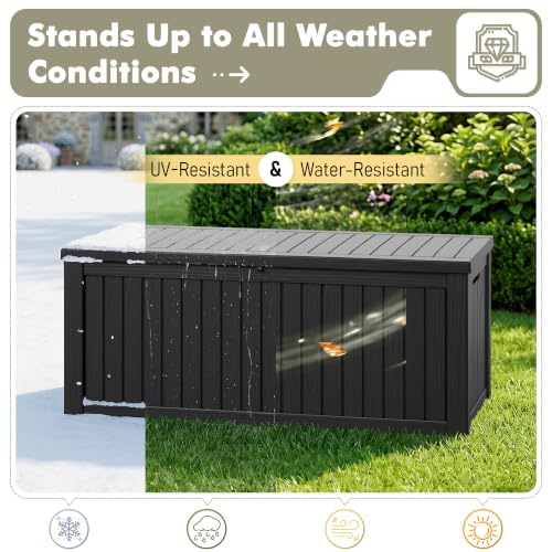 220 Gallon Outdoor Storage Box Waterproof Deck Box for Patio