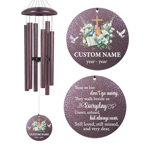 Personalized Deep Tone Wind Chimes Memorial with Pray