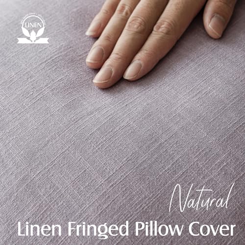 Decorative Linen Fringe Throw Pillow Covers 26×26 Light Purple (2 Count)