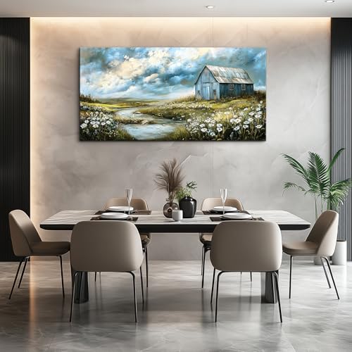 Wall Art For Living Room Large Canvas Wall Decor For Bedroom Field Scenery Flower Watercolour Painting Office Restaurant Mural Printing Picture Artwork Ready To Hang Home Decor 24x48 In