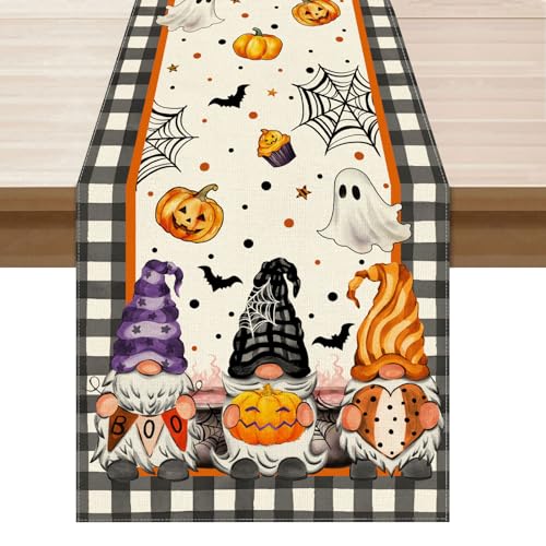 Halloween Gnome Table Runner for Table Decoration 13x36 Inch