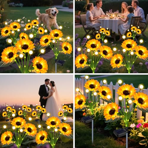 6 Pack Solar Sunflower Lights Waterproof Outdoor (2 Count)
