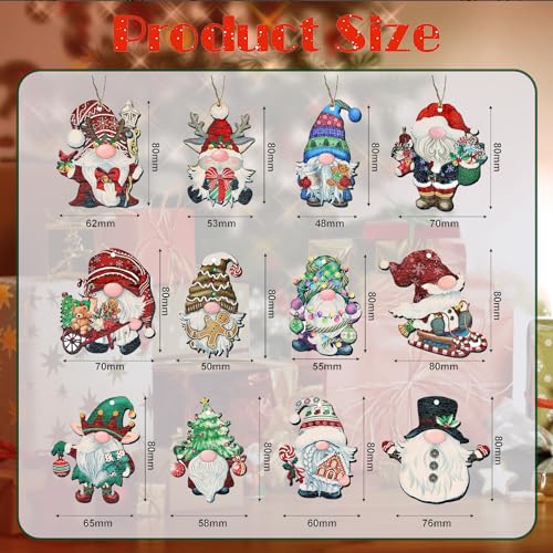 24Pcs Christmas Gnome Ornaments Unduplicates Wooden Hanging Ornaments for Xmas Tree