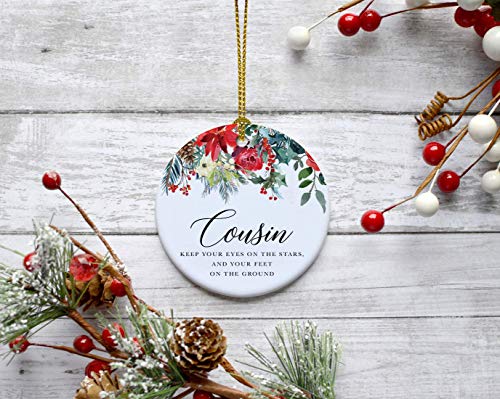Round Ceramic Porcelain Christmas Tree Ornament Keepsake Gift for Cousins