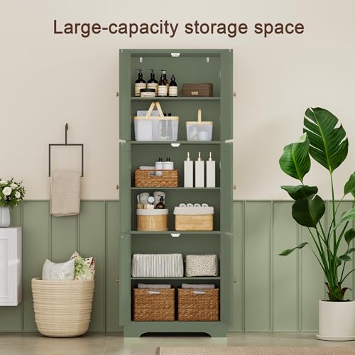63.2" Tall Bathroom Storage Cabinet with 6 Doors