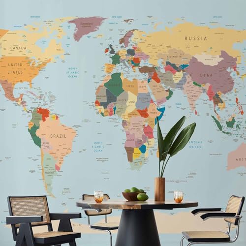 Premium Wall Mural World Map 157x110 in (8 Count)