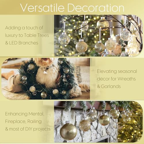 20 Pack Clear Christmas Ball Ornaments with Fillers (20 Count)
