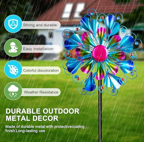 60'' Wind Spinner with Color Glass Ball Solar Lights