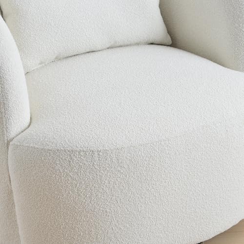 34" W Sherpa Swivel Barrel Accent Chair with Pillow