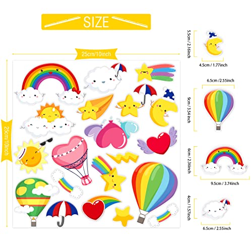 40 PCS RainbowThick Window Gel Clings for Kids Toddlers (20 Count)