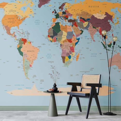 Premium Wall Mural World Map 157x110 in (8 Count)