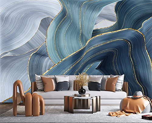 Gilding Marble Blue wall Mural Wallpaper for Bedroom 178" x 117" (144.6 Sq Ft)