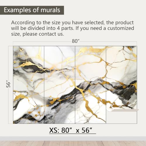 Black and Gold Marble Wallpaper Peel and Stick Abstract Wall Mural
