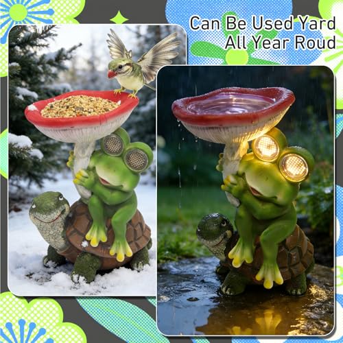 Frog Turtle Solar Garden Statue Light Outdoor Figurine for Yard Decor