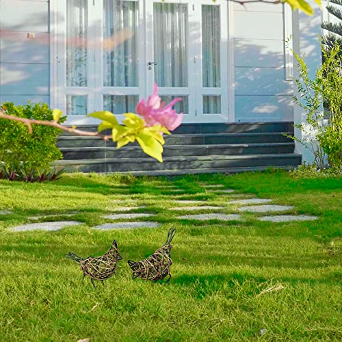 2pc Rattan Bird Statue Set (3.36 Ounce)