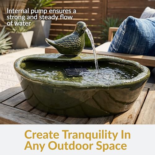 Sunnydaze 7" Ceramic Solar Powered Garden Water Fountain