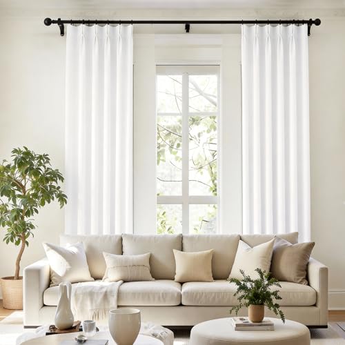 Pure White Pinch Pleated Curtains 84 Inches Long 2 Panels Set (2 Count)