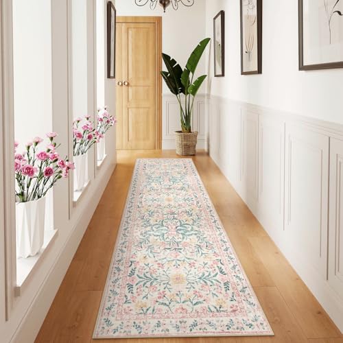 Floral Washable Runner Rug