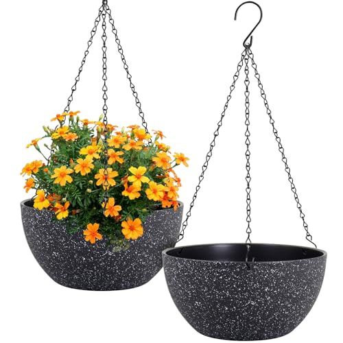 12 inch Large Hanging Planters for Indoor Outdoor Plants (2 Count)