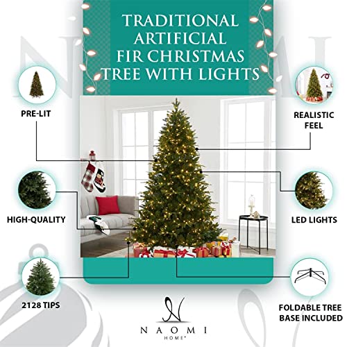 Traditional Artificial Fir Christmas Tree with Lights by Naomi Home Green