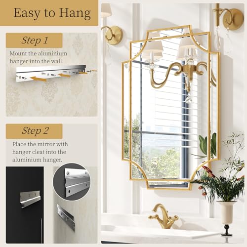 24"x36" Gold Foil Scalloped Edge Decorative Vanity Wall Mirror