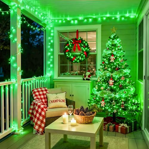 600 LED Green Lights Indoor Outdoor Waterproof for Halloween Decor (168 Foot)