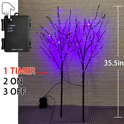 Halloween Lighted Branches with Timer 100 LED Purple Fairy Lights 32IN