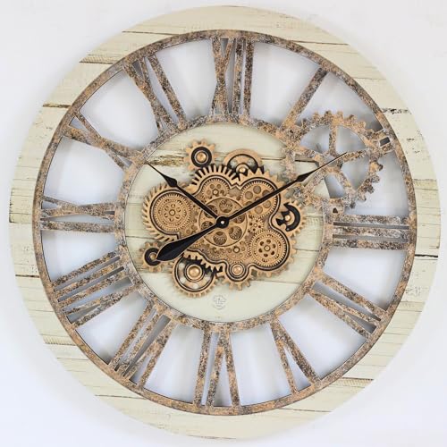 The Gears Clock 36'' Inch Real Moving Gear Wall Clock Vintage Industrial Oversized Rustic Farmhouse