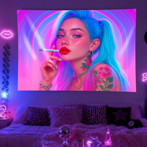 Black Light Tapestry 78x59 Inch Emo Y2K Room Decor
