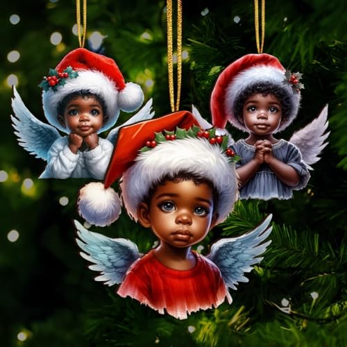 15pcs African American Black Angel Ornaments (15 Count)