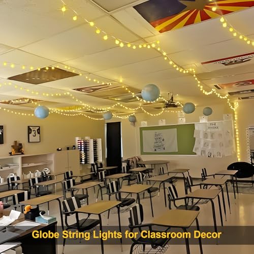 100ft Warm White Globe String Lights Indoor Outdoor Waterproof with Remote