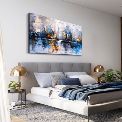 Abstract Canvas Wall Art Painting Yellow Blue Mural Abstract Wall Decoration Bedroom Office Urban Print Painting Graffiti Art For Wall Decor Bathroom Living Room Home Decoration 20x40 In