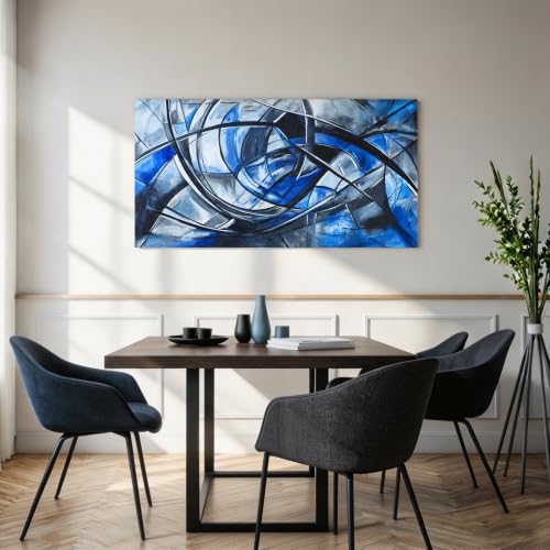 Abstract Wall Art Decor Wall Art Pictures for Living Room Abstract Canvas Art Wall Decor Modern Blue Wall Art Prints Artwork for Walls Black and White Wall Art Decorations Home Office Decor 20" X 40"