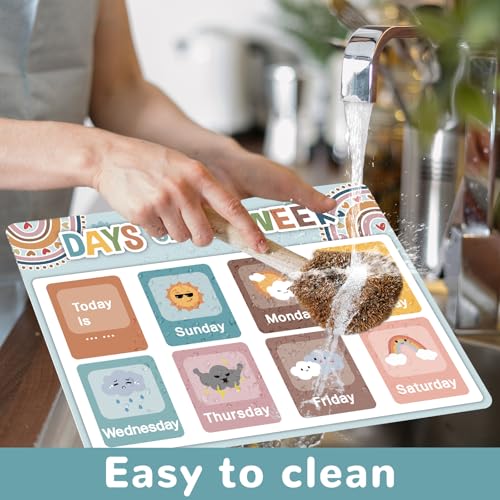 Preschool Placemats Set of 6 Boho Kid Plastic Table Mat 17×13×0.04in (6 Count)