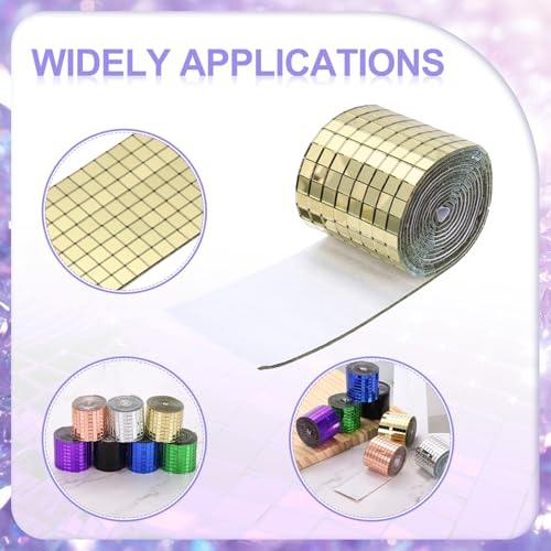 Self Adhesive Glass Mirror Mosaic Tiles 3200 Pcs 5 x 5 mm Disco Tiles for Craft Decoration Glass Mirror Disco Ball 2 Rolls (2 Count)