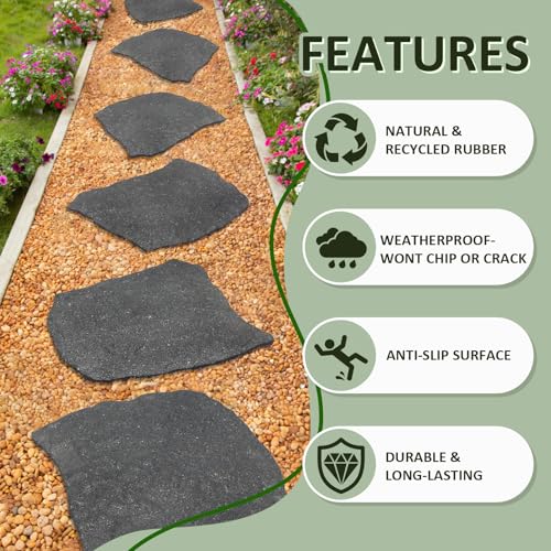 3 Pack Rubber Stepping Stones Outdoor Garden Rubber Pavers Pathway Walkway Paving Stones (3 Count)
