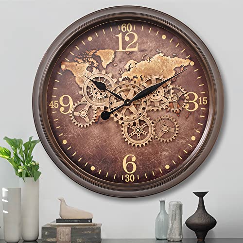 24 Inch Moving Gear Wall Clock for Living Room