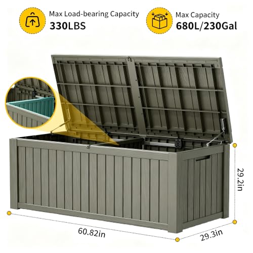 230 Gallon Outdoor Storage Box Waterproof Deck Box for Patio