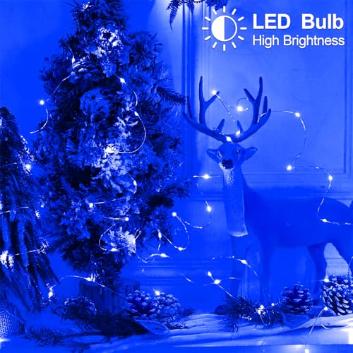 Christmas Blue Fairy String Lights Battery Operated Powered (33 Foot)