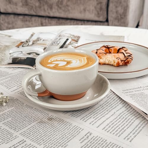 Ceramic Latte Art Mug With Saucer