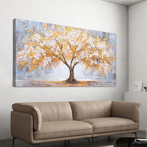 Canvas Wall Art Decor For Living Room 20"X 40" Golden Tree of Life Wall Art