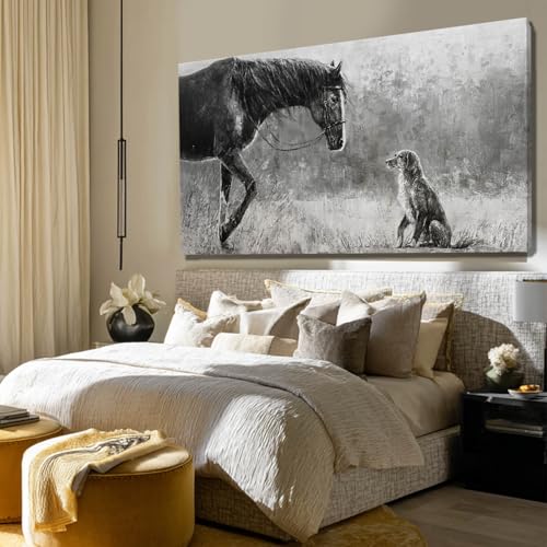 Dog Wall Picture Contemporary Canvas Wall Art Animal Wall Paintings 24"x48" Wall Prints for Living Room Pictures for Office