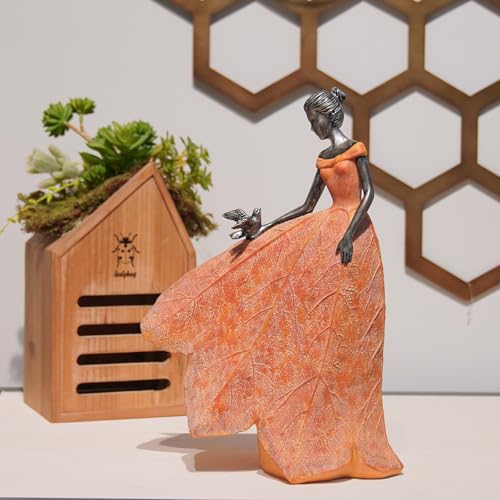 Fairy Statue Orange Leaf Angel Girls Fall Decor